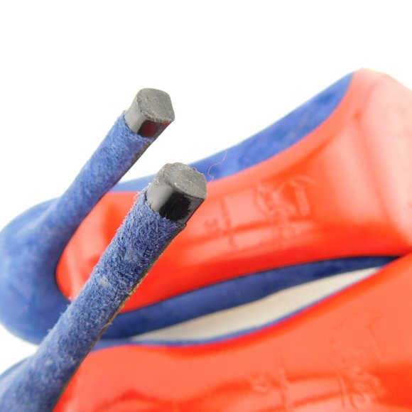 CHRISTIAN LOUBOUTIN Brilliant Blue Suede Leather Stiletto Heel Pumps 37 - Picture 10 of 10